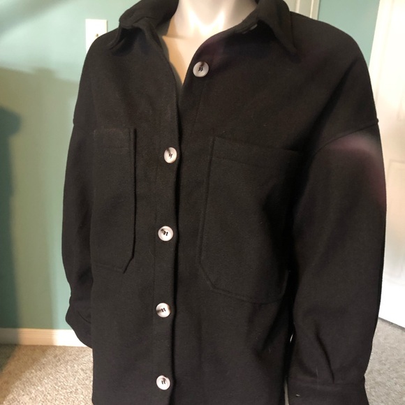 No Tags - black Cardigan or top with cream buttons and pockets - Picture 6 of 7